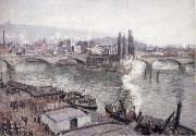 Camille Pissarro The Stone bridge in Rouen,dull weather oil painting picture wholesale